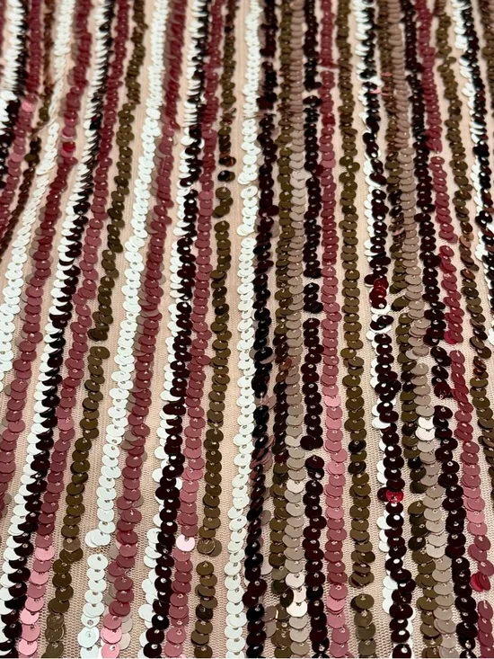 BCBGAMAXAZRIA Women’s Multi Color Sequin V-Neck Stripped Wrap Dress Size 2 - Picture 3 of 11